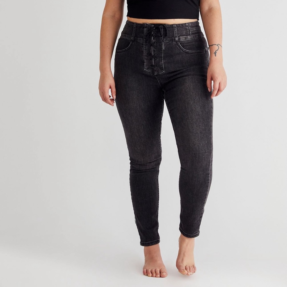 Free People Lace Up Skinny Jeans